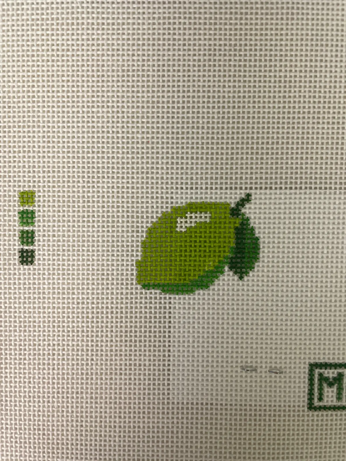 Mf Needlepoint Lime Mini Bag Charm 1