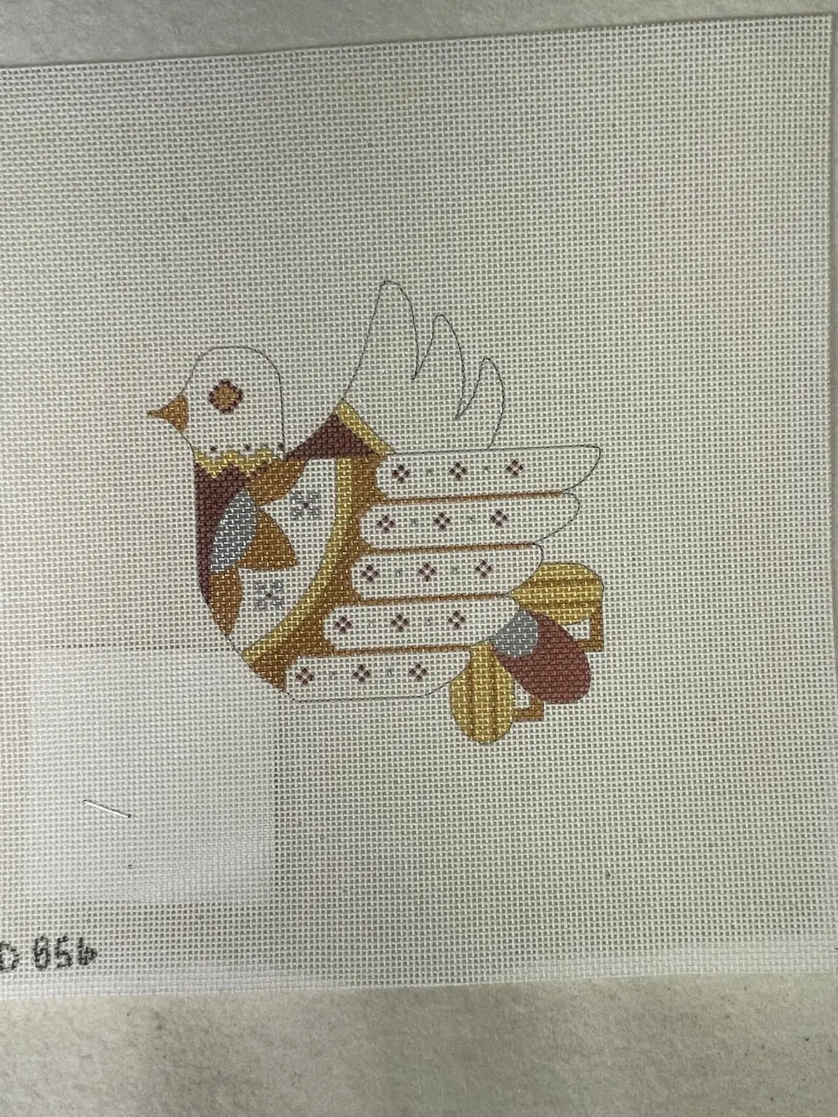 * Sale / Quail Run Designs Cd856 White And Gold Bird 1