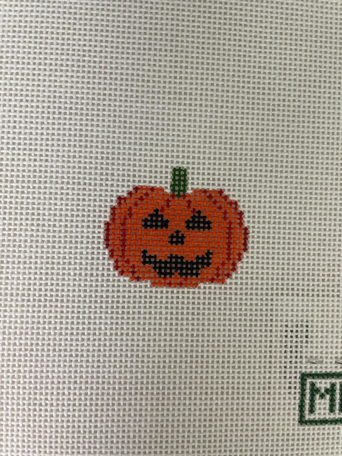 Mf Needlepoint Jack-O-Lantern Mini Bag Charm 1
