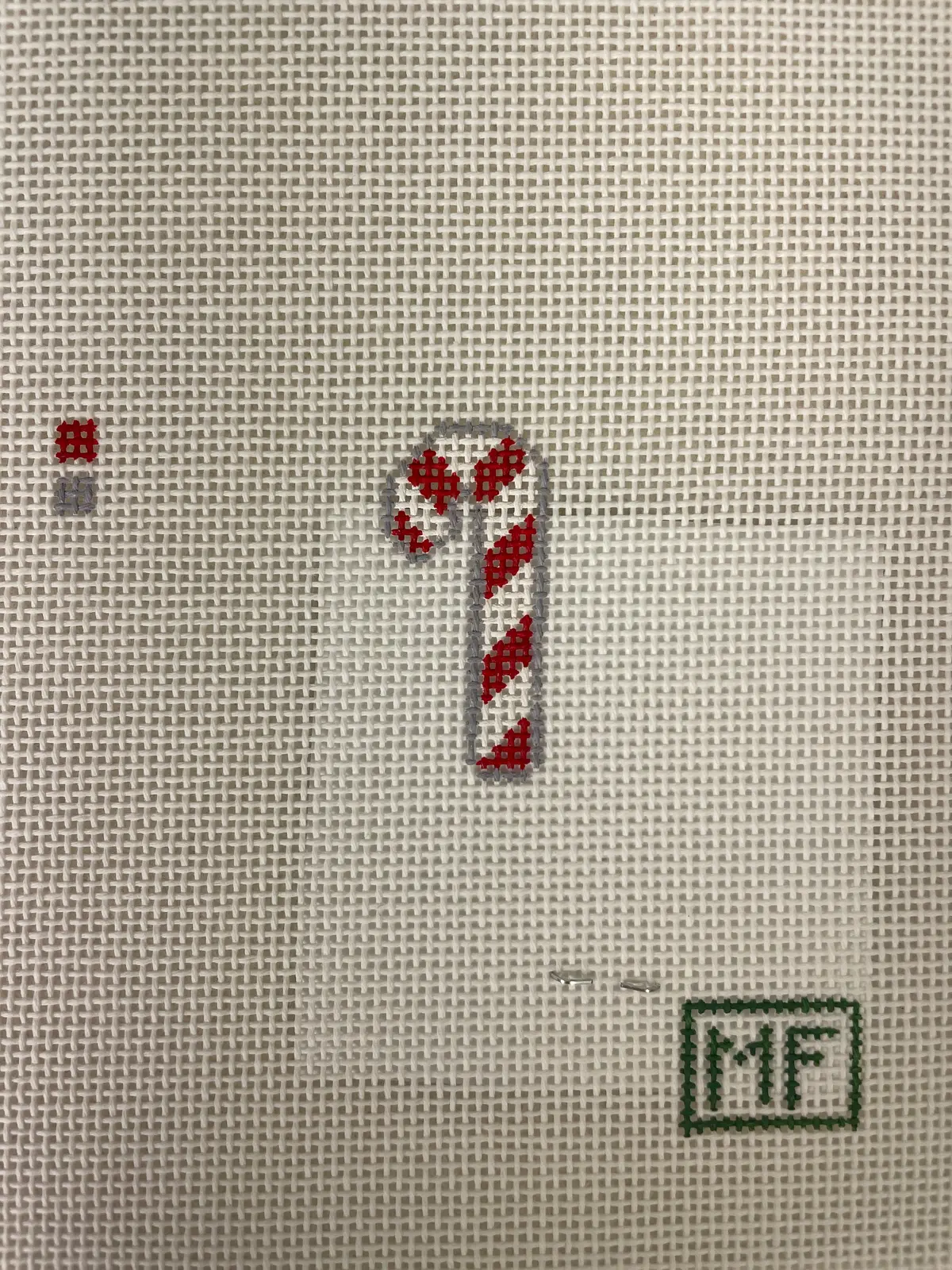 Mf Needlepoint Candy Cane Mini Charm 1