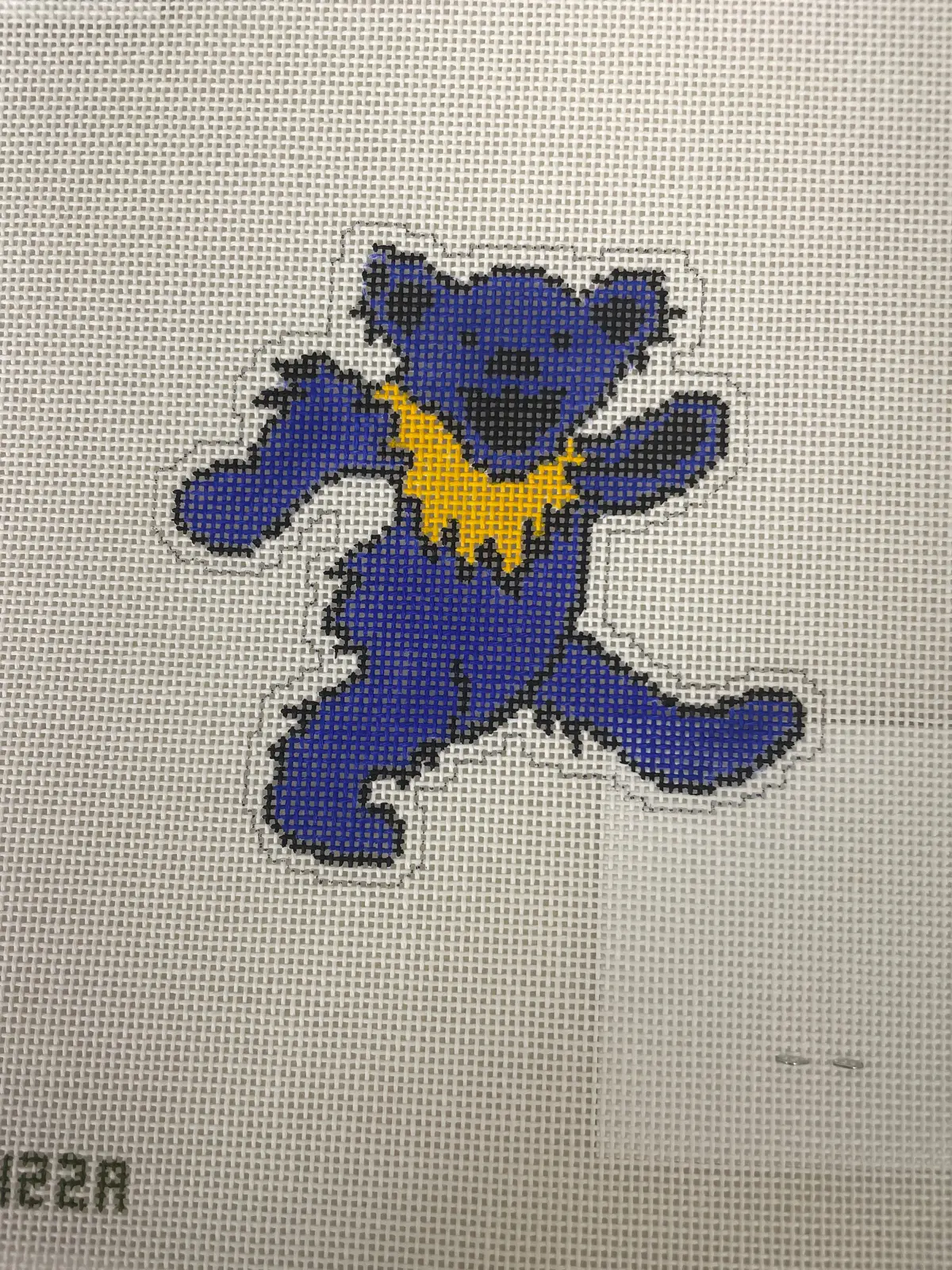 *Elm Tree Needlepoint Designs Xc122a Christmas Grateful Dead Bear- Blue 1