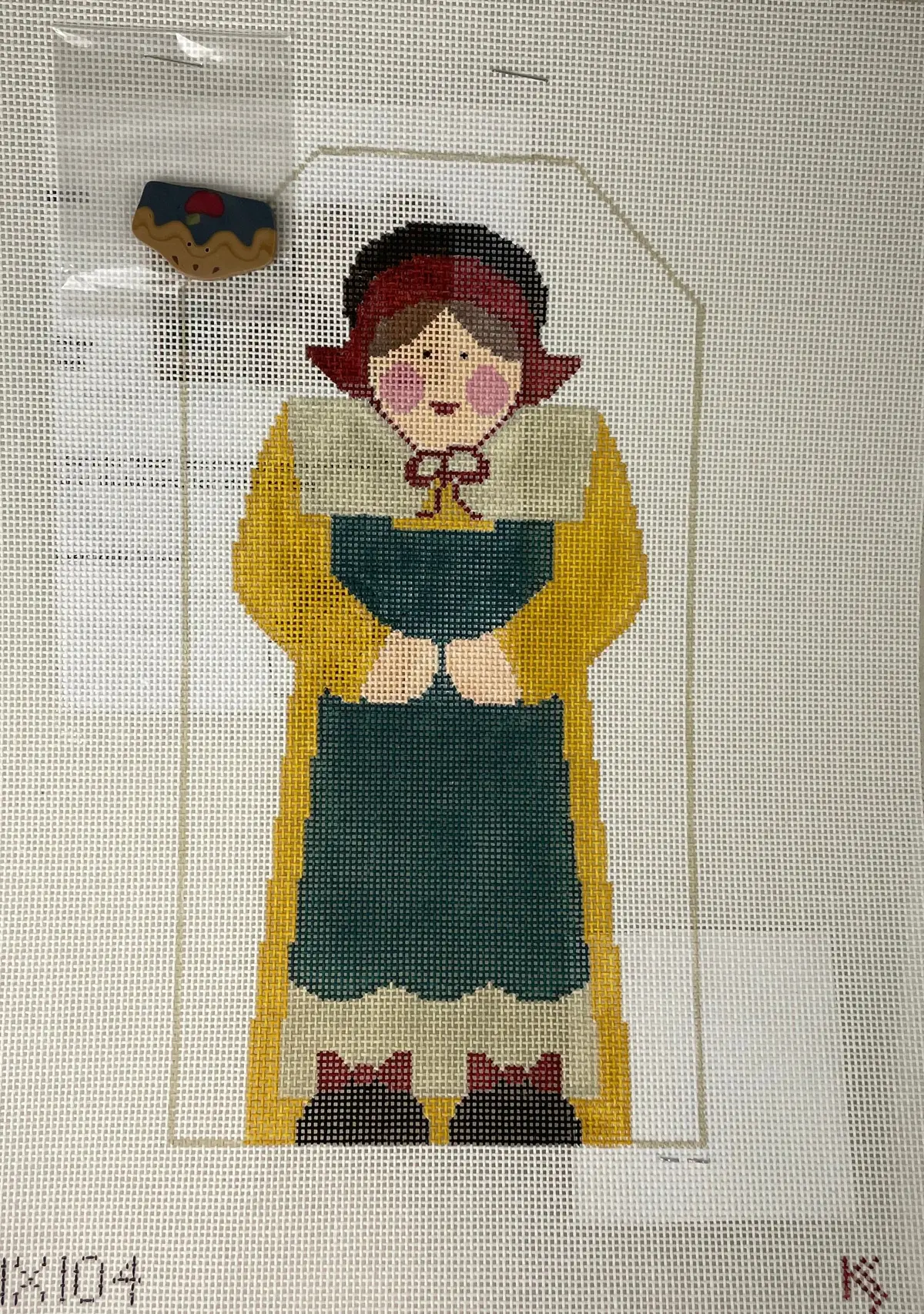 * Sale / Kathy Schenkel Hx104 Pilgrim Lady W/ Pie Button With Stitch Guide 1