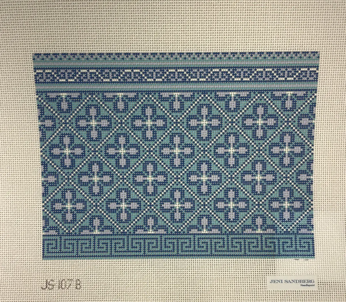 * Jeni Sandberg Needlepoint Js107b Hewitt Clutch- Blue 1