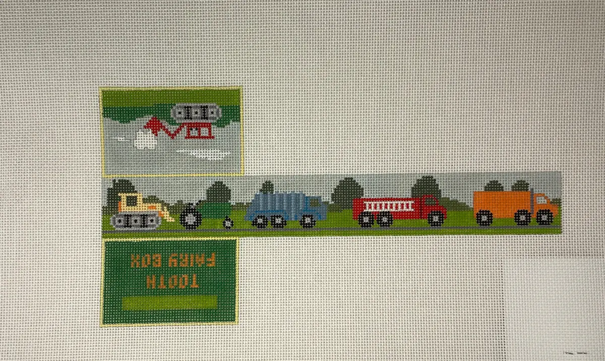 * Susan Roberts Needlepoint 1081T Tooth Fairy Box- Trucks 1
