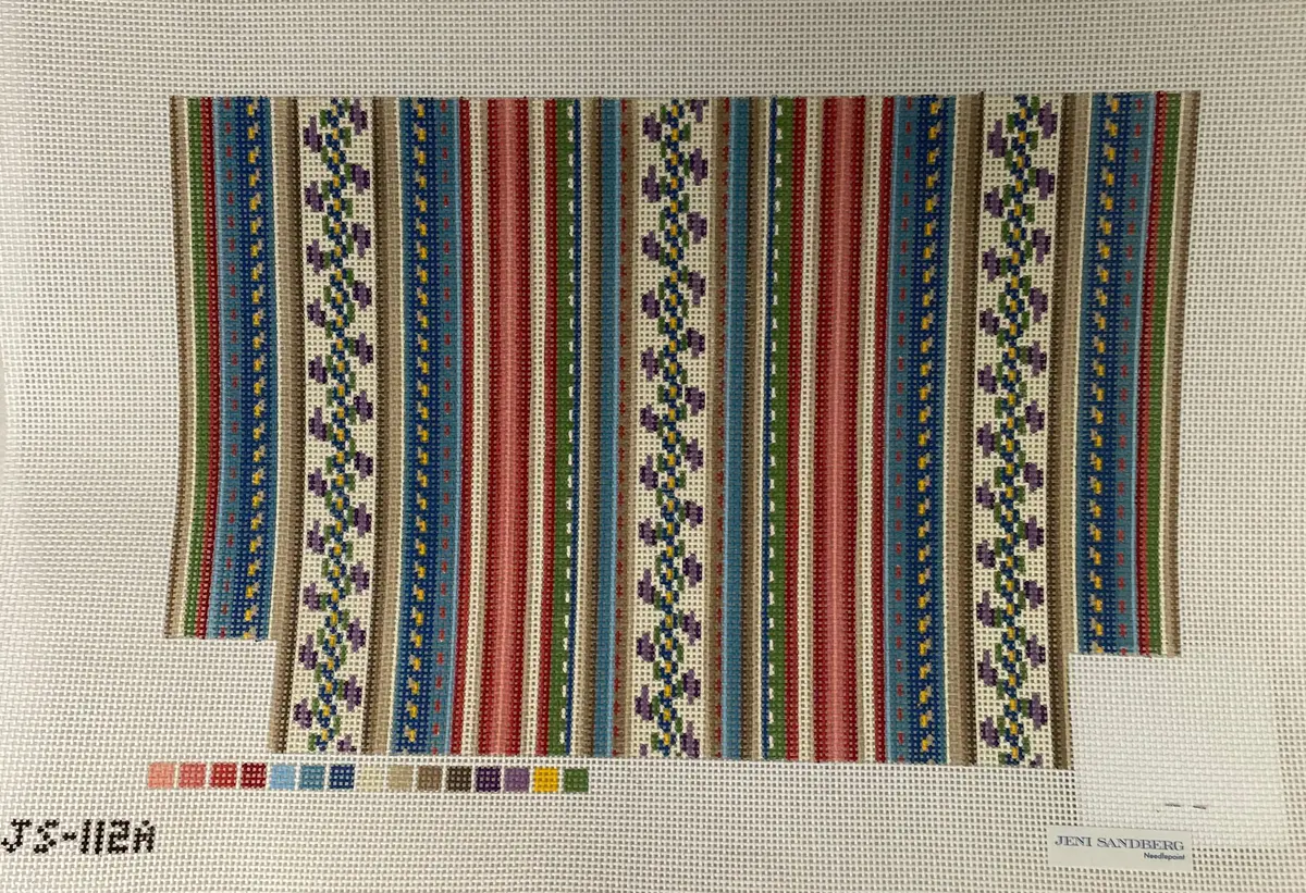 * Jeni Sandberg Js-112A French Stripe Gusset Zipper Bag Canvas- Multi-Color Large 1