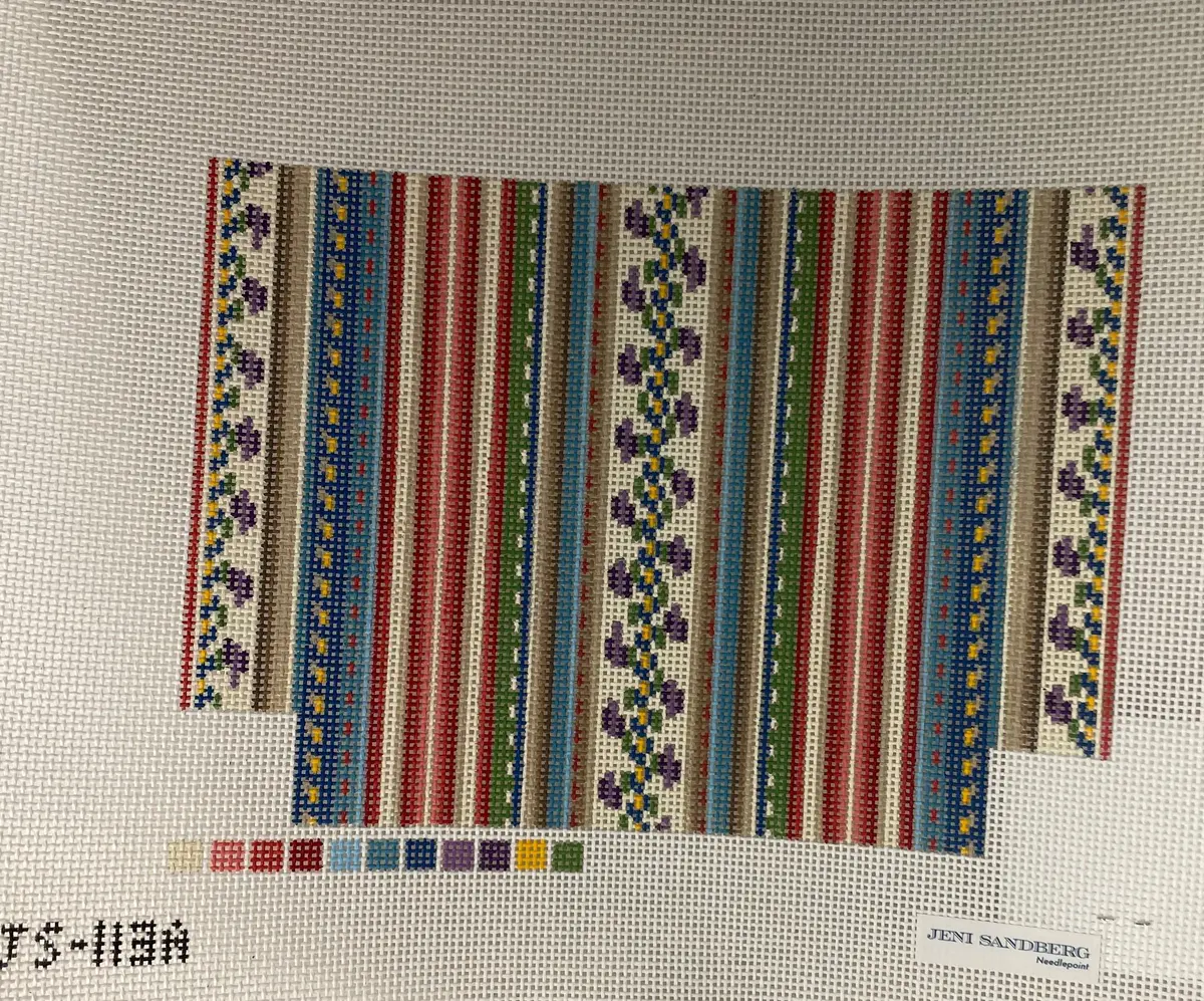 * Jeni Sandberg Js-113A French Stripe Gusset Zipper Bag Canvas- Multi-Color- Small 1