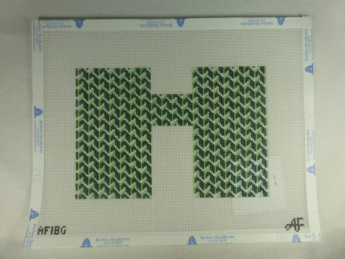 * Anne Fisher Needlepoint Af18g Pattern Clutch Front And Green 1