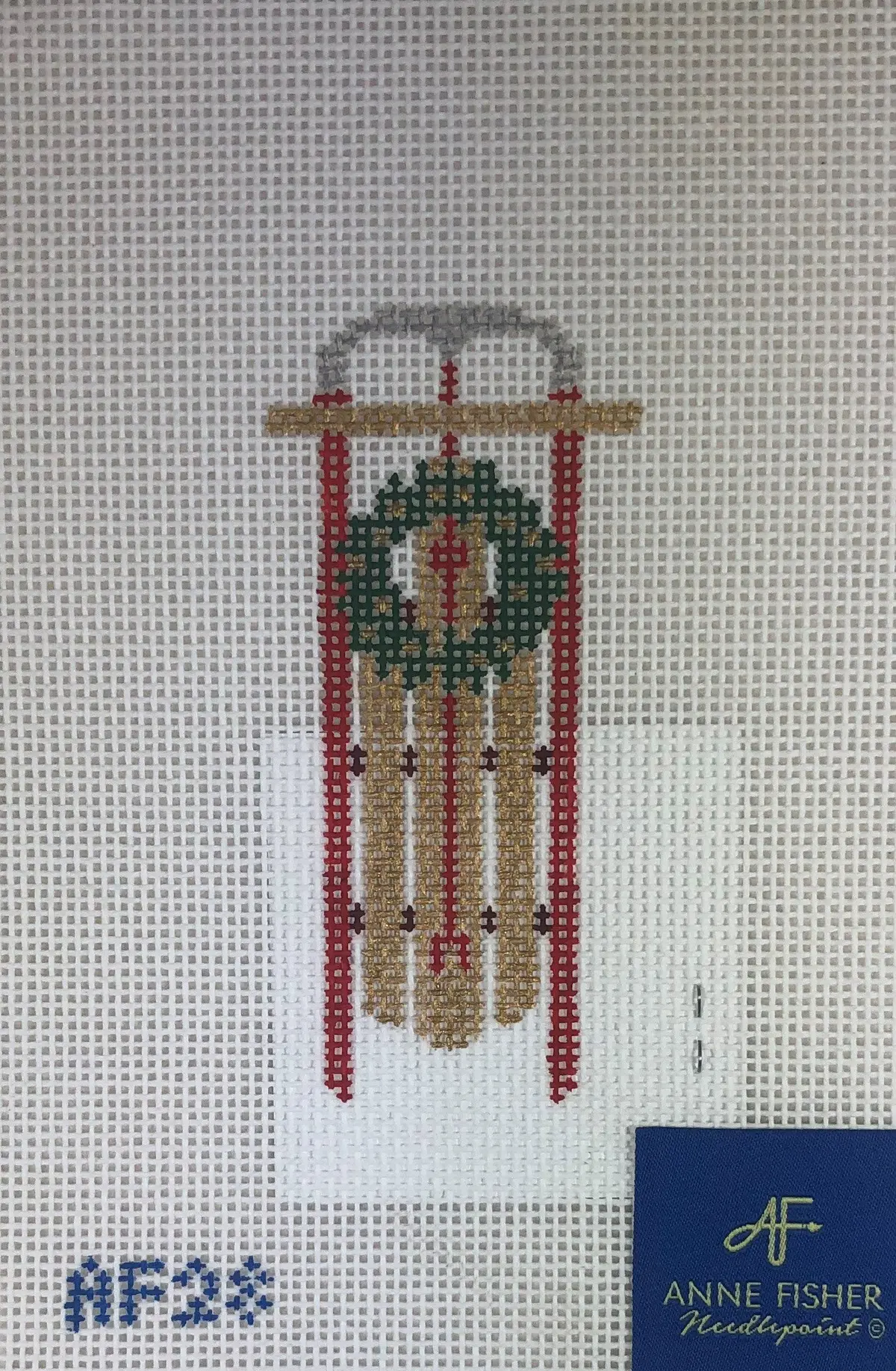 Anne Fisher Needlepoint Af28 Sled Ornament 1