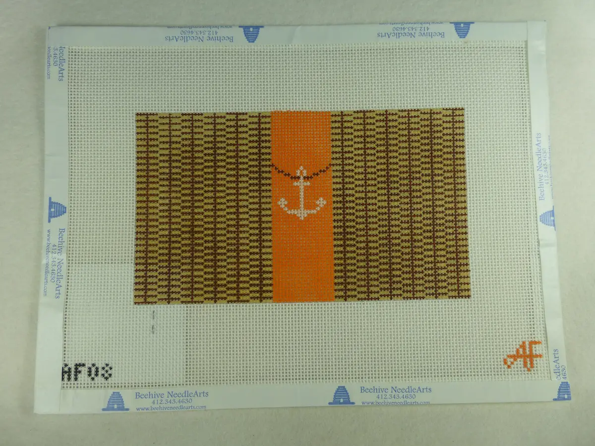* Anne Fisher Needlepoint Af08 Nantucket Clutch With Anchor 1