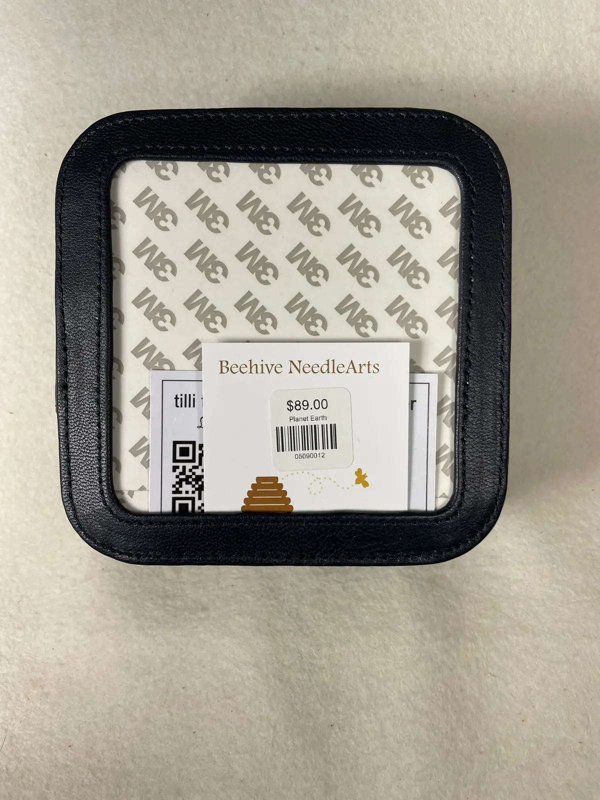 Planet Earth Leather Zip Box 5.5In/ 4In. Insert- Navy 1