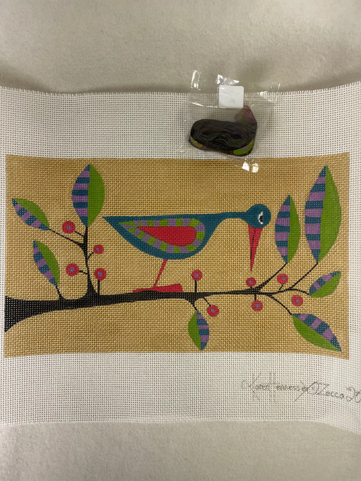 * Zecca Ze914 Teal Bird With Ribbon 1
