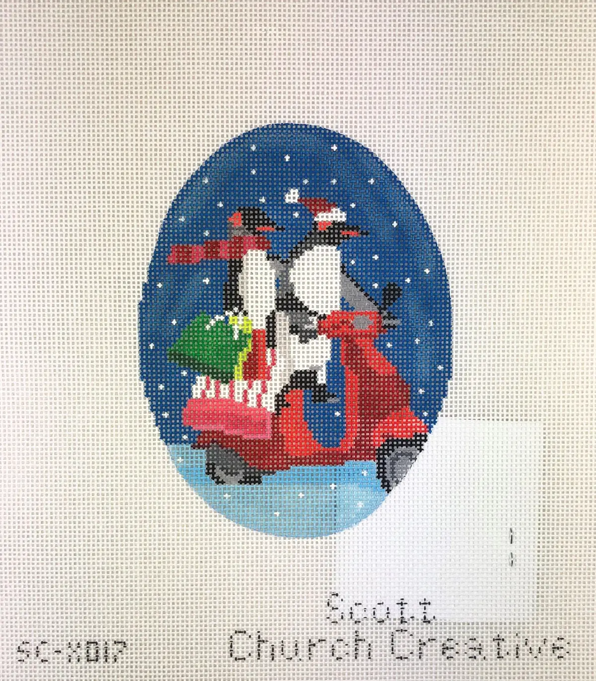 * Cbk Needlepoint Collections Sc-Xo17 Penguin On Scooter 1
