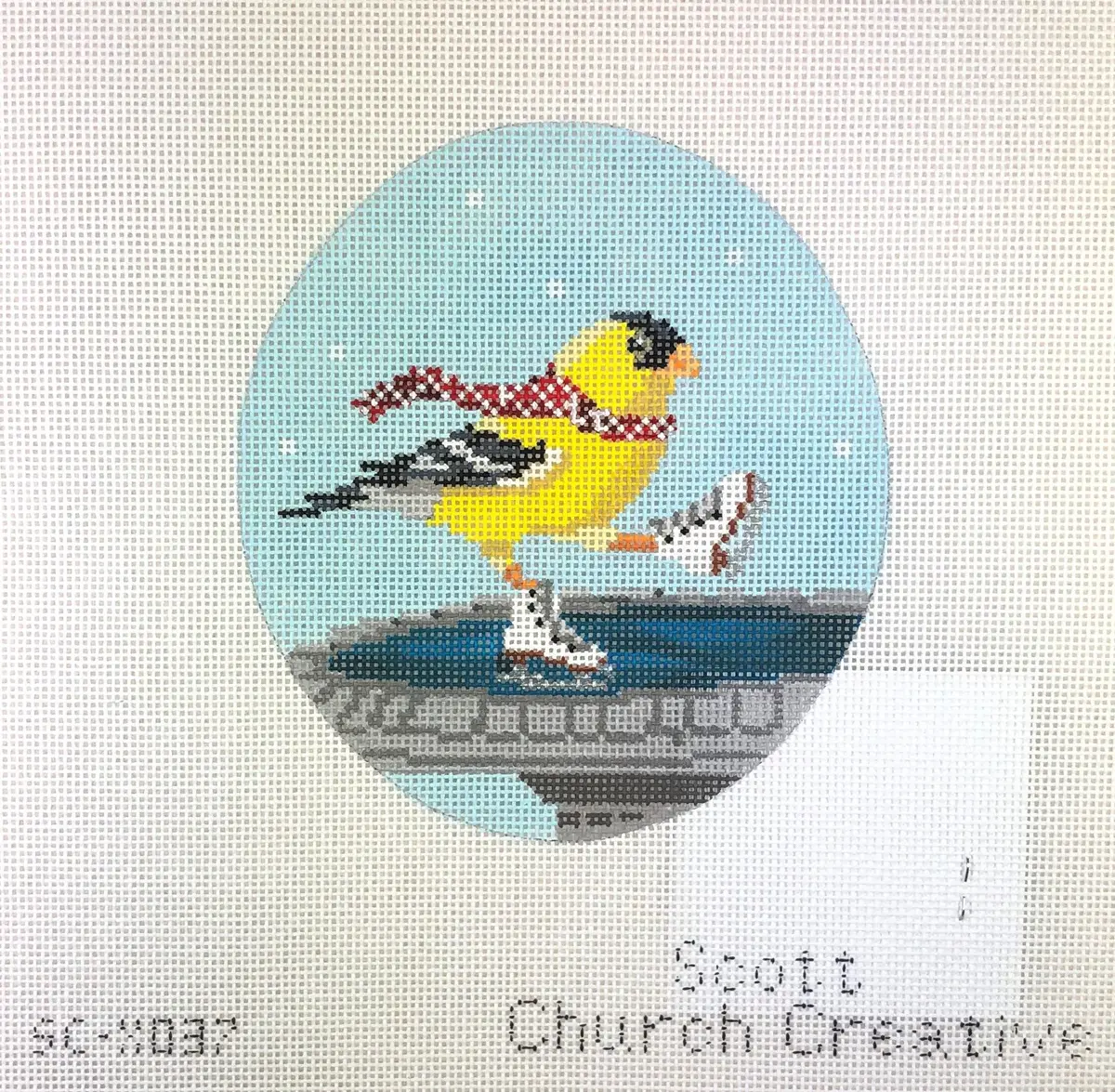 * Cbk Needlepoint Collections Sc-Xo37 Yellow Bird Ice Skating 1