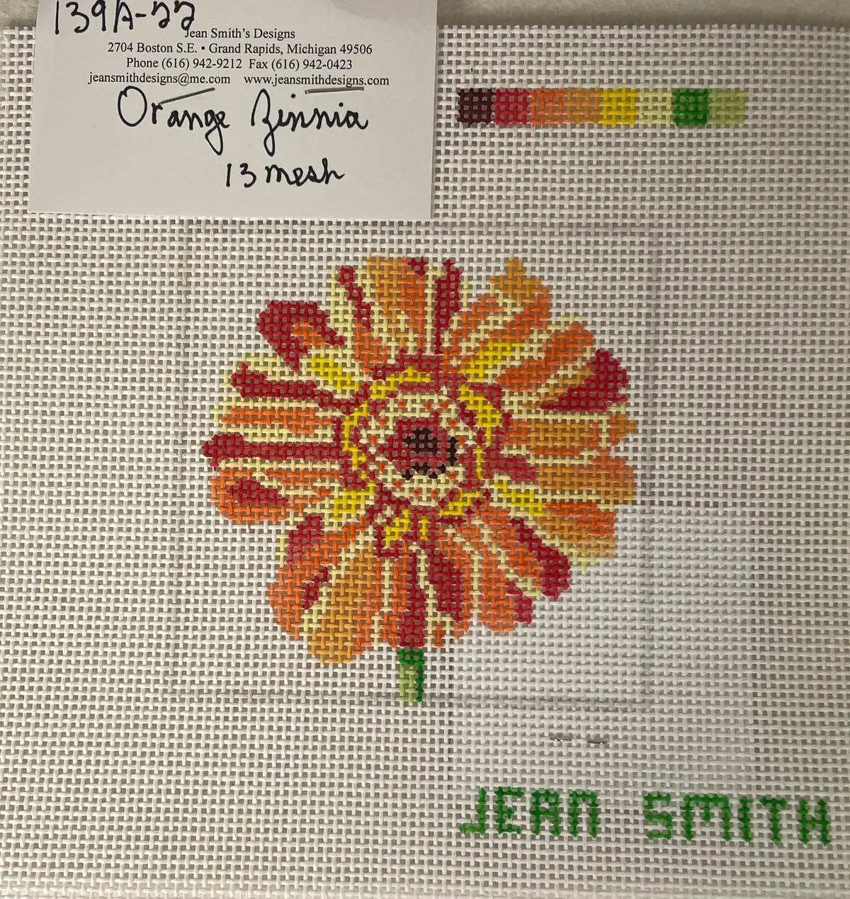 Jean Smith Design 139A-22 Orange Zinnia 1