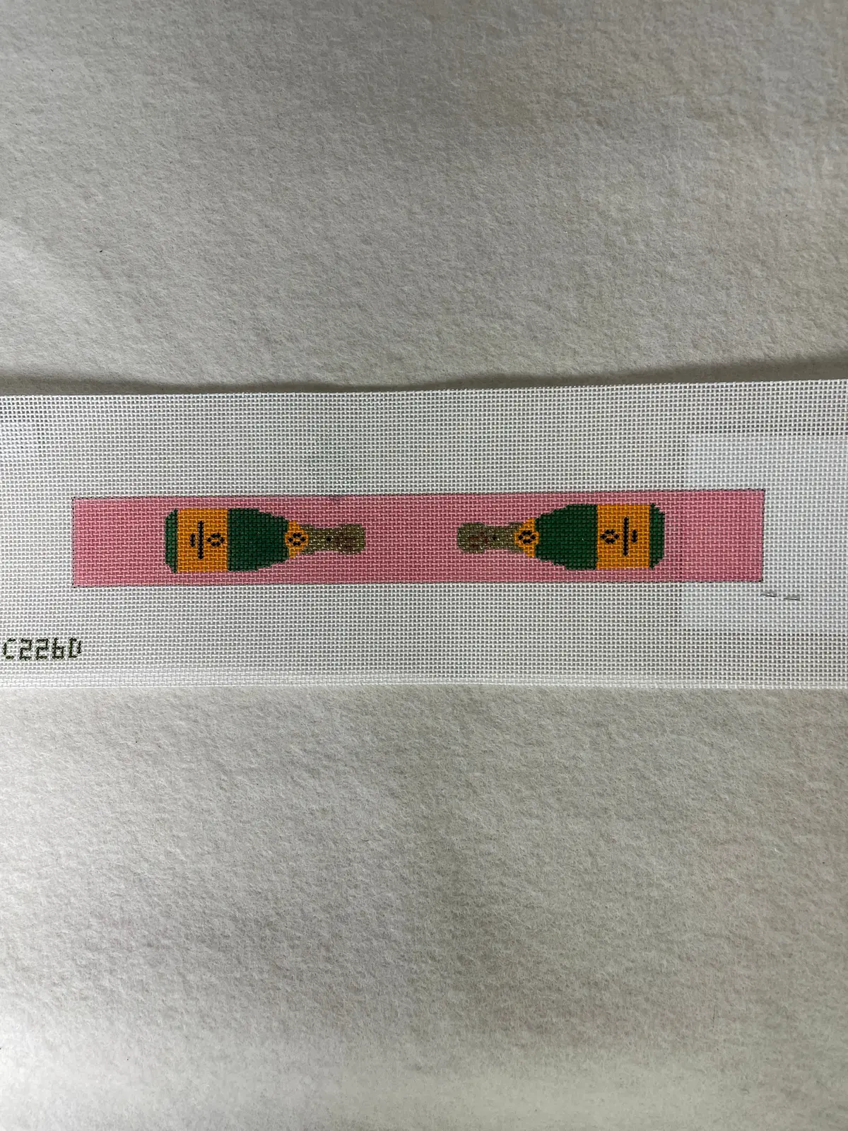 *Elm Tree Needlepoint Designs Kc227d Champagne Bottle Key Chain- Pink Loop 1