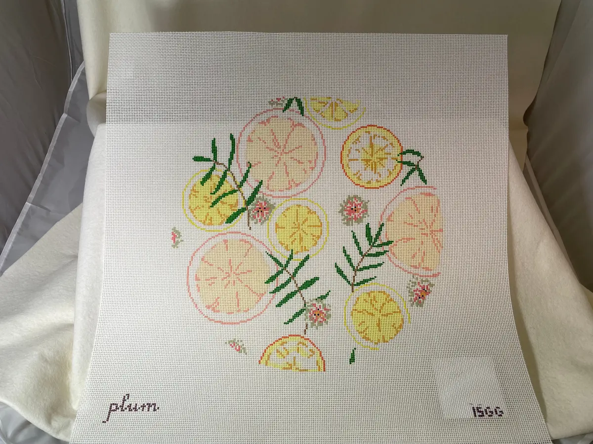 The Plum Stitchery 15Gg Citrus Round Pillow 1
