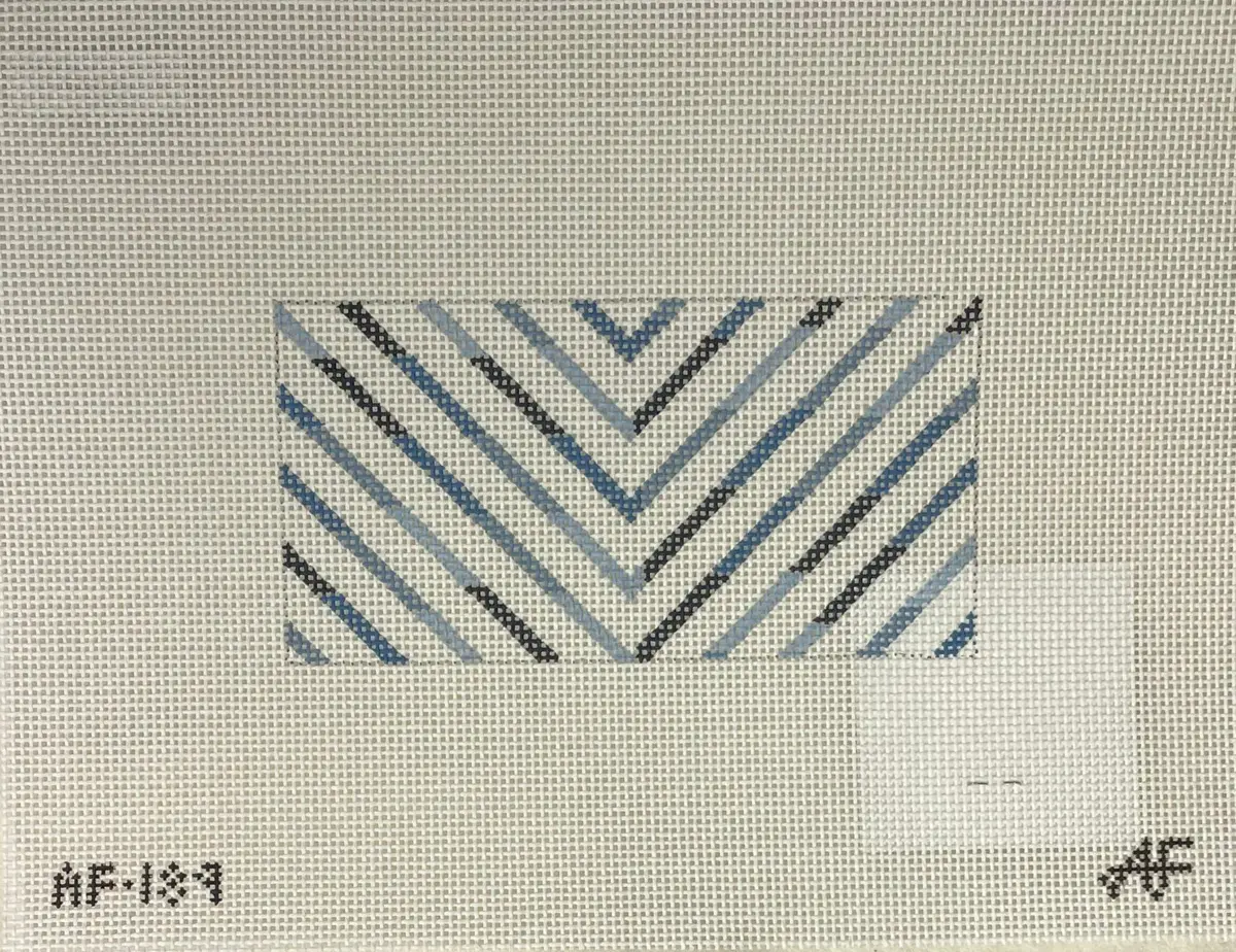* Anne Fisher Needlepoint Af189 Blue Chevron 3X6 Insert 1