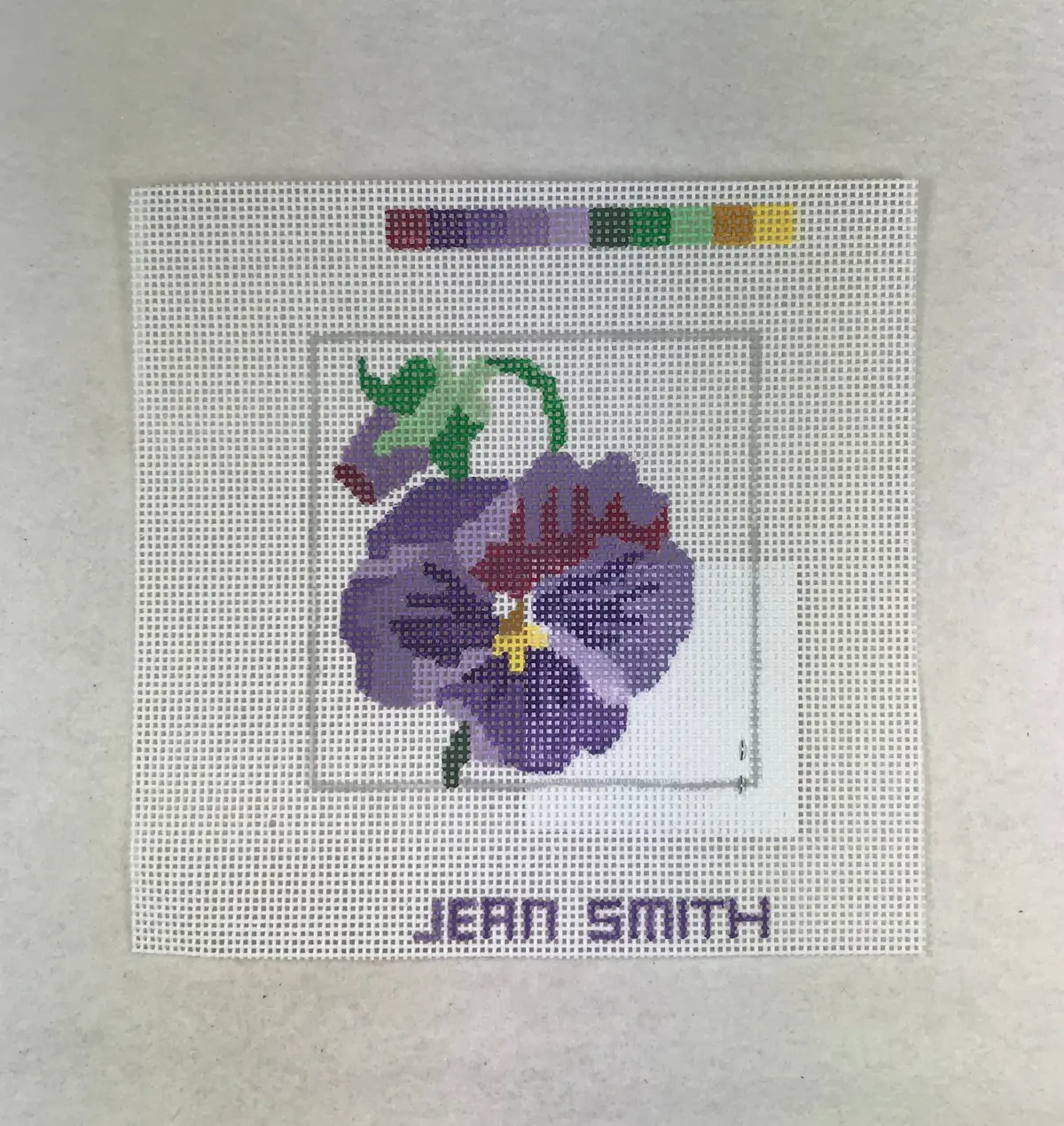 Jean Smith Design 198 1C-3 Pansy Coaster #3 1