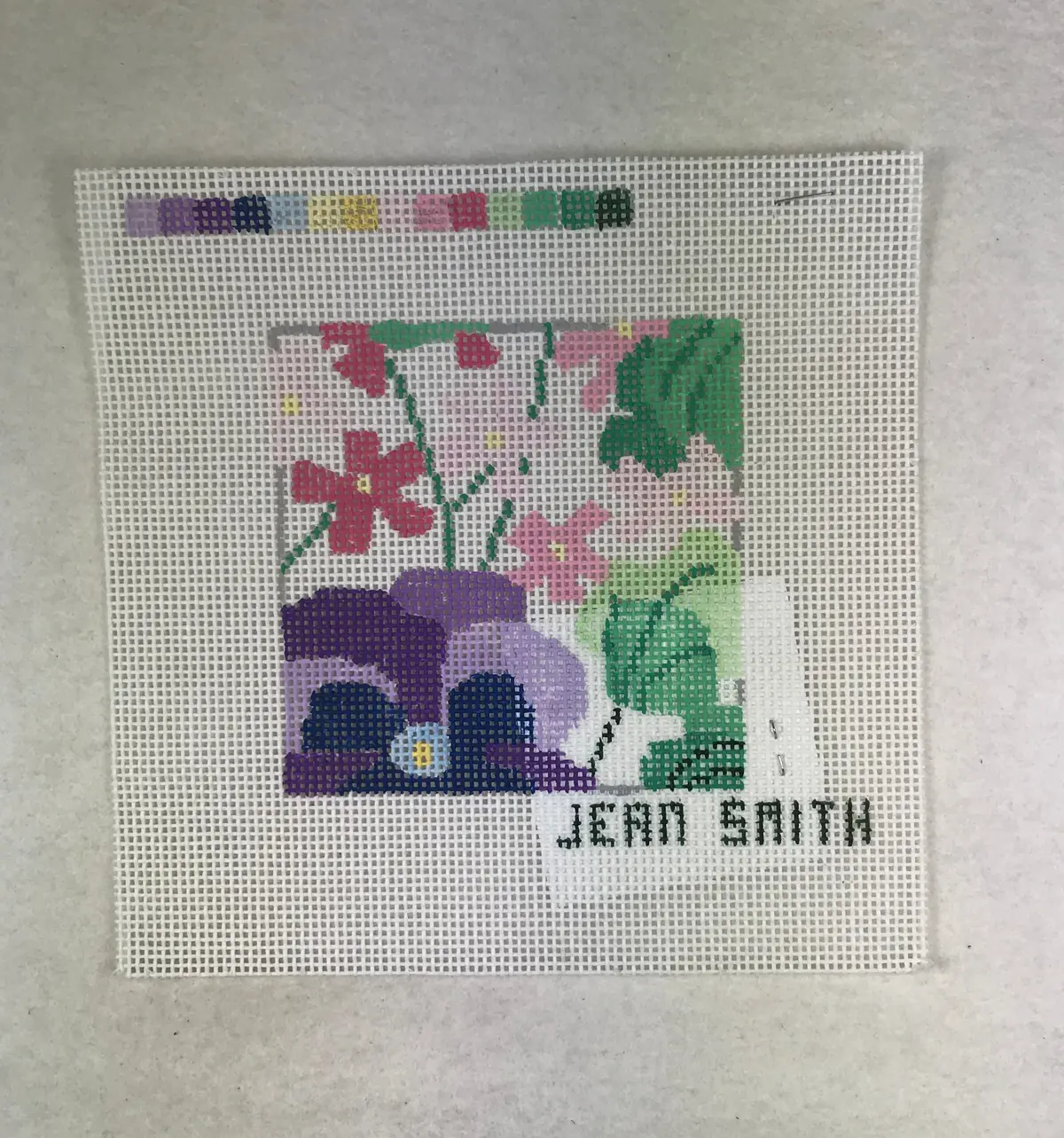 Jean Smith Design 16A-1 Pansy Garden Coaster 1