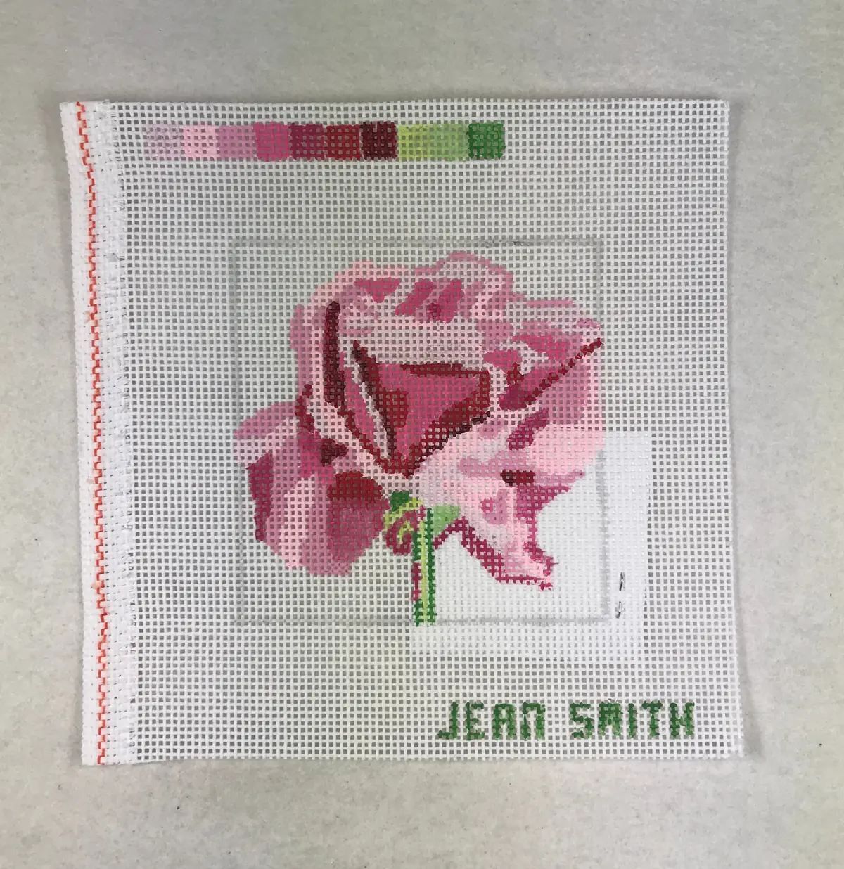 Jean Smith Design 139A -13 Pink Rose Coaster 1