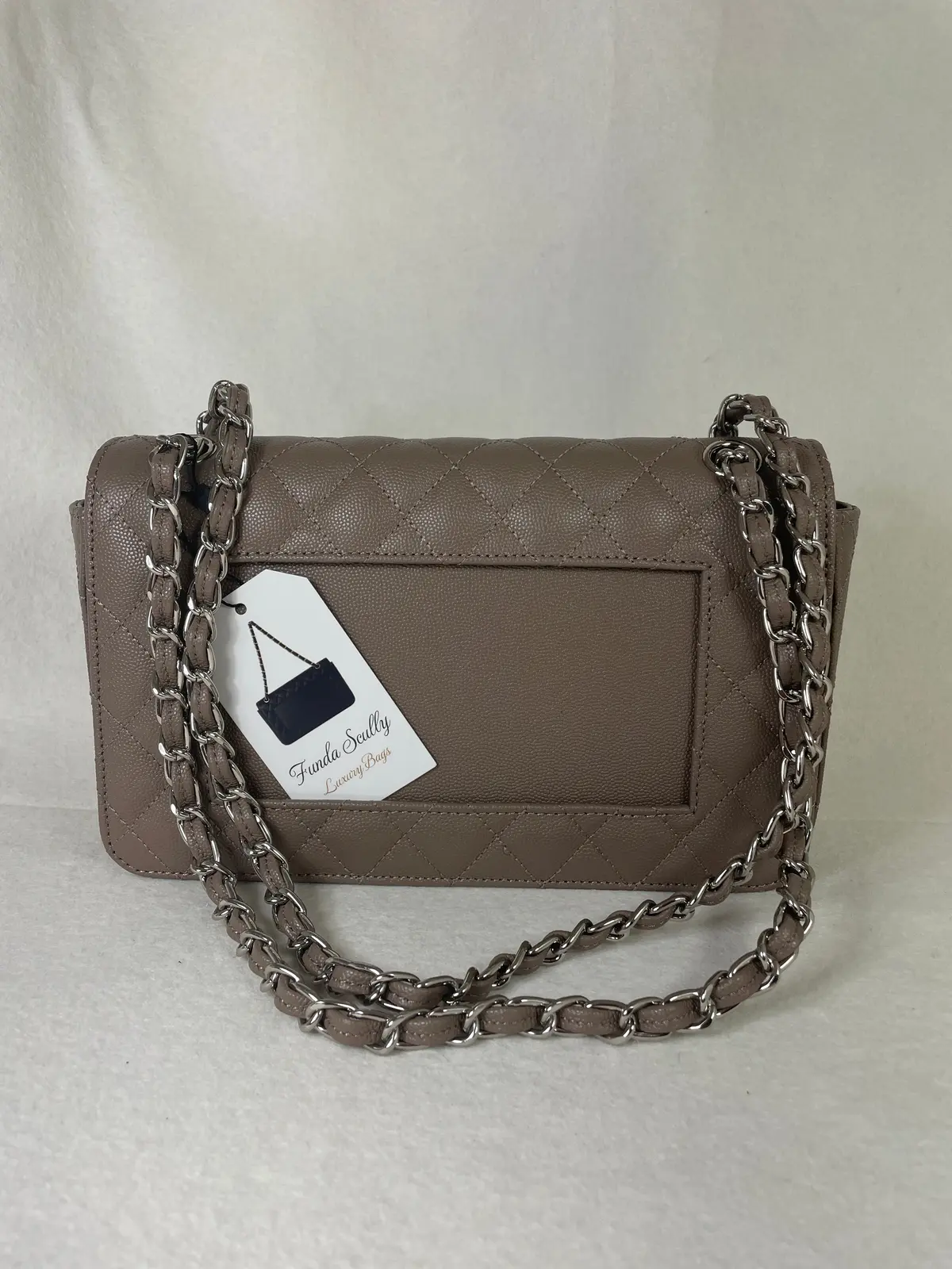 Funda Scully- The Efsun Luxury Leather Purse- Taupe With Silver Hardware 1