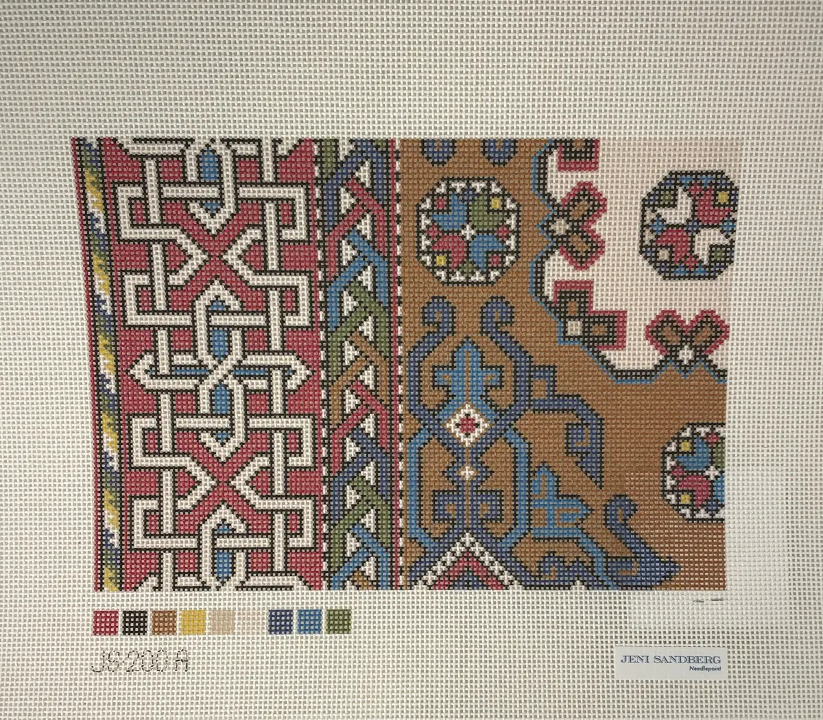 * Jeni Sandberg Needlepoint Js200a Holbein Clutch- Red And Brown 1