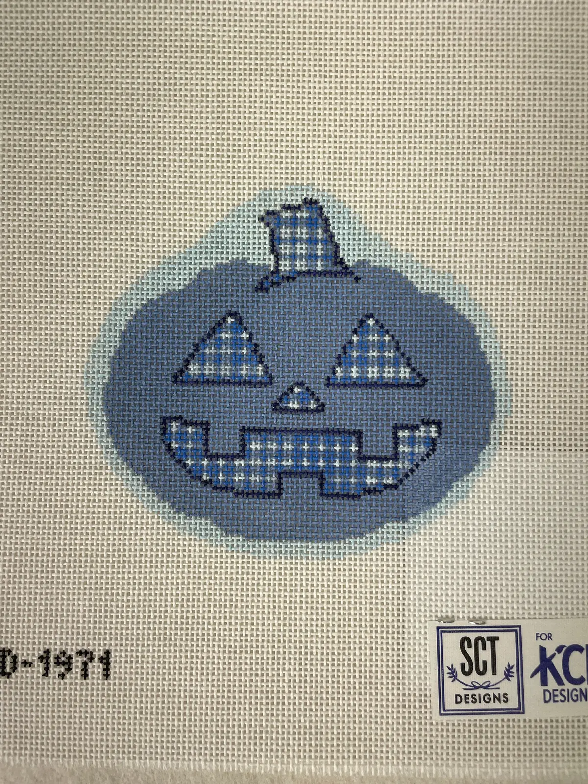 * Sct - Kcd1971 Plaid Pumpkin Ornament- Blue 1