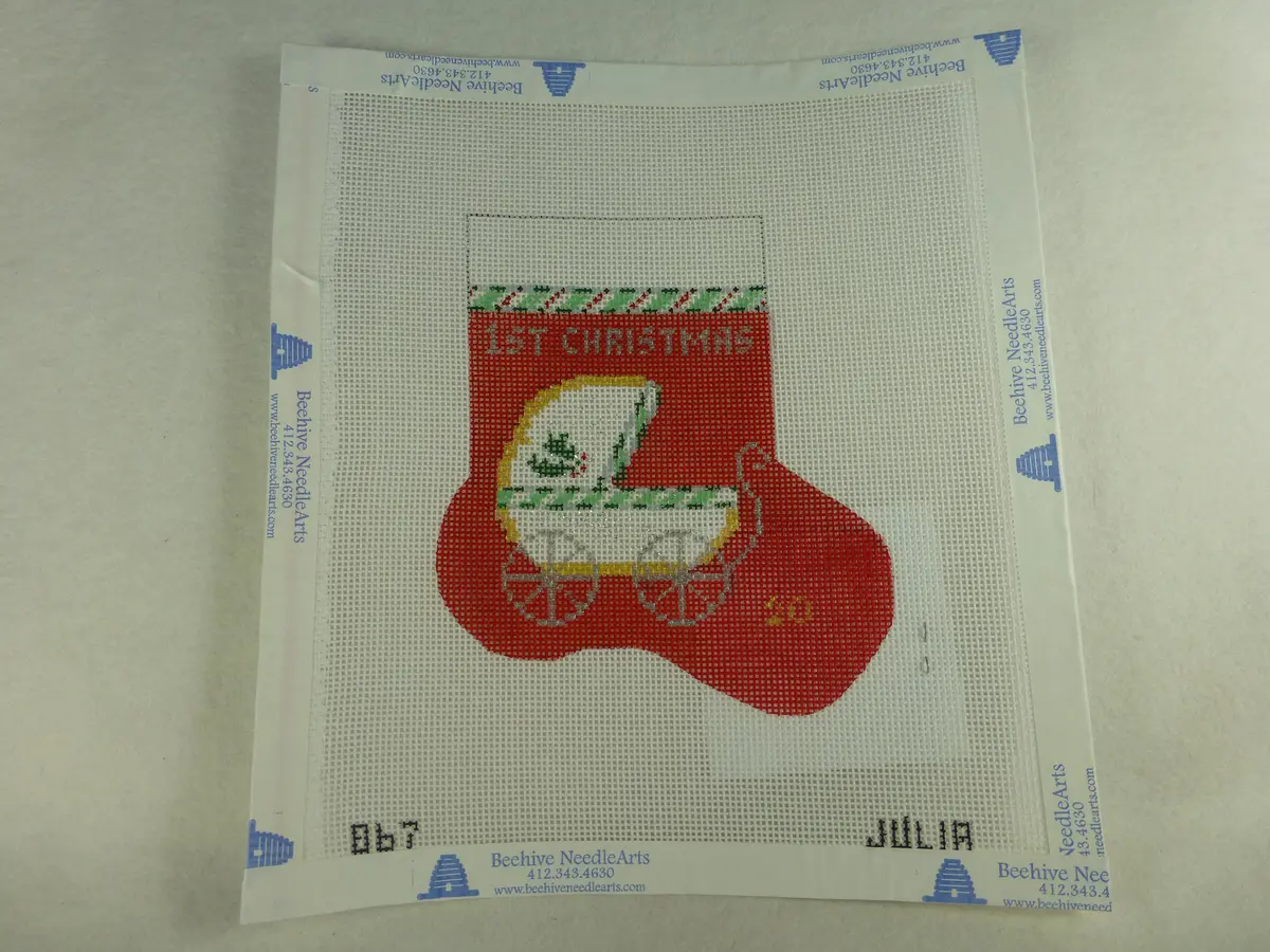 * Julia's Needleworks 067-R Christmas Baby Carriage 1
