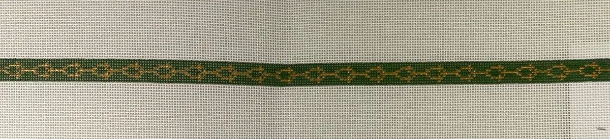 *Anne Fisher Needlepoint Af211 Green/Gold Link Wrap Bracelet 1