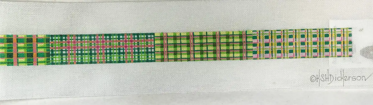 * Kate Dickerson Needlepoint Bl-03 Patchwork Belt Pink 1