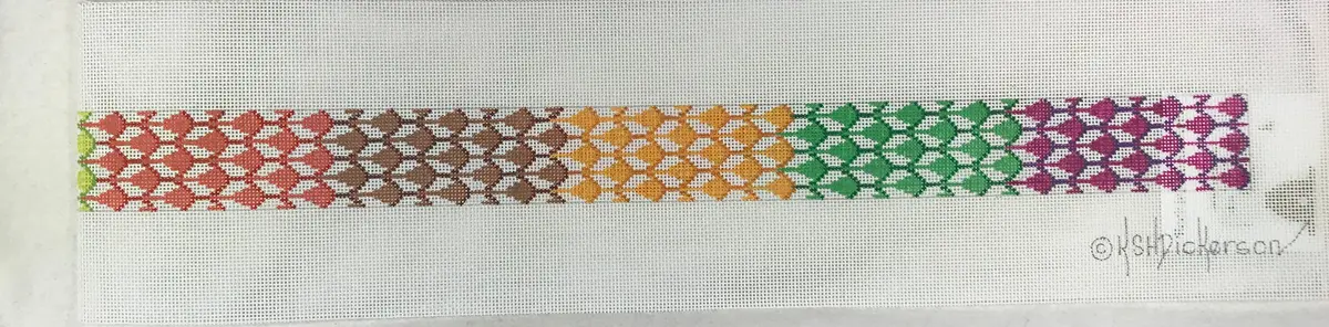 Kate Dickerson Needlepoint  Bl-84 Fishnet Patchwork Belt 1