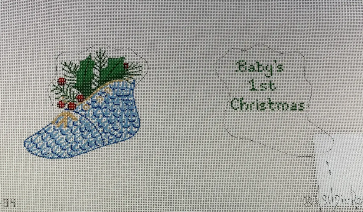 Kate Dickerson Needlepoint Xm-84 2-Sided Baby Shoe 1
