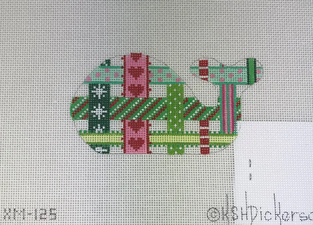 * Kate Dickerson Needlepoint Xm - 125 Mini Whale - Woven Ribbon 1