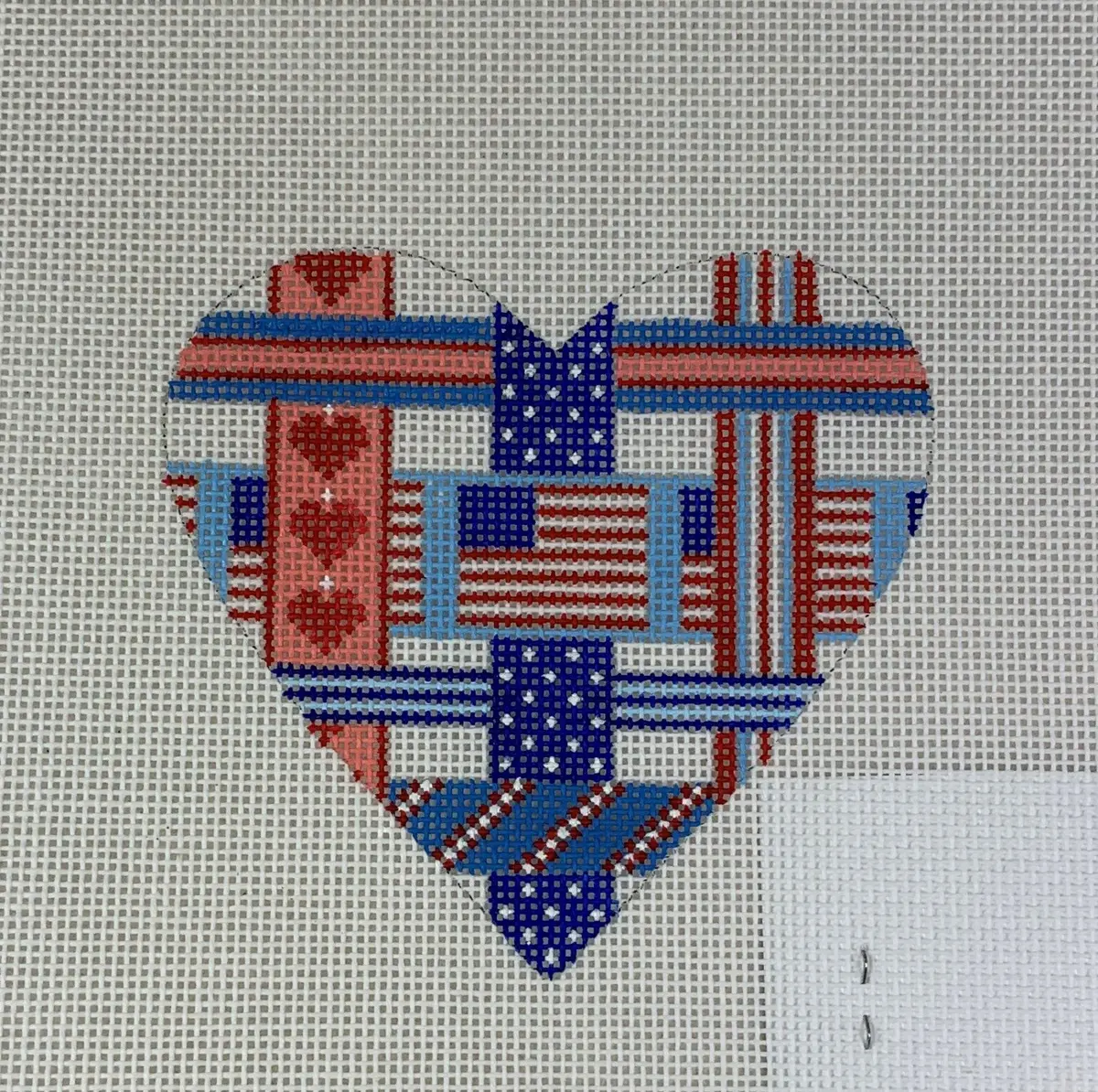 Kate Dickerson Needlepoint Om- 227 Patriotic Woven Ribbons- Red, White, And Blue 1