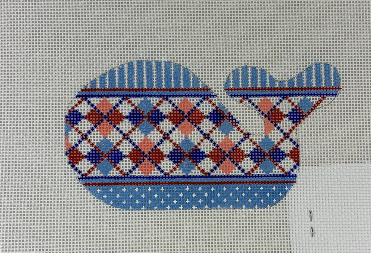 * Kate Dickerson Needlepoint Om- 234 Patriotic Argyle- Red, White, And Blue 1