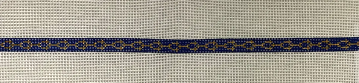 *Anne Fisher Needlepoint Af215 Navy/Gold Link Wrap Bracelet 1