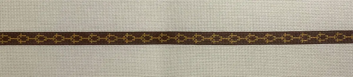 *Anne Fisher Needlepoint Af216 Brown/Gold Link Wrap Bracelet 1