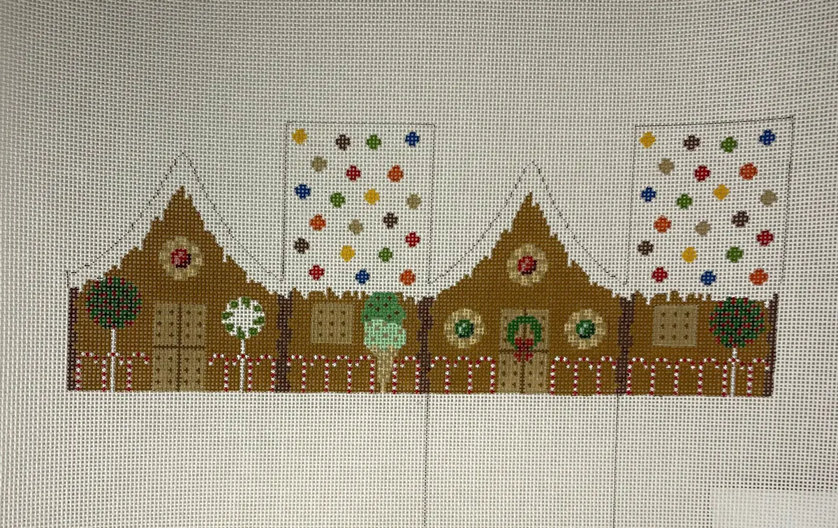 * Susan Roberts Needlepoint 0224-18 M And M Arched Roof 3D Gingerbread House 1