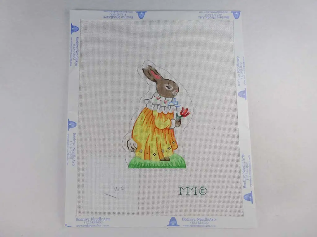 * Mm Designs Needlepoint W9 Bunny In A Yellow Dress 1