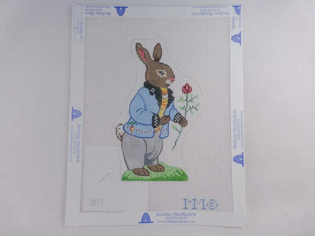 * Mm Designs Needlepoint W11 Bunny In A Blue Coat 1
