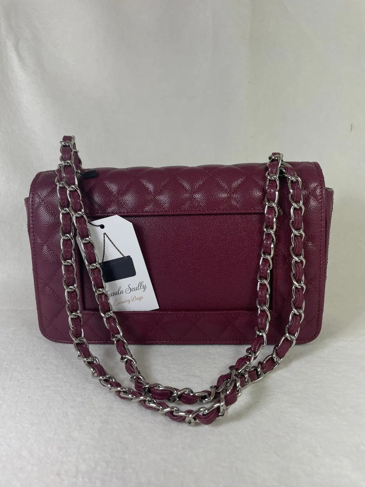 Funda Scully- The Efsun Luxury Leather Purse- Burgundy With Silver Hardware 1