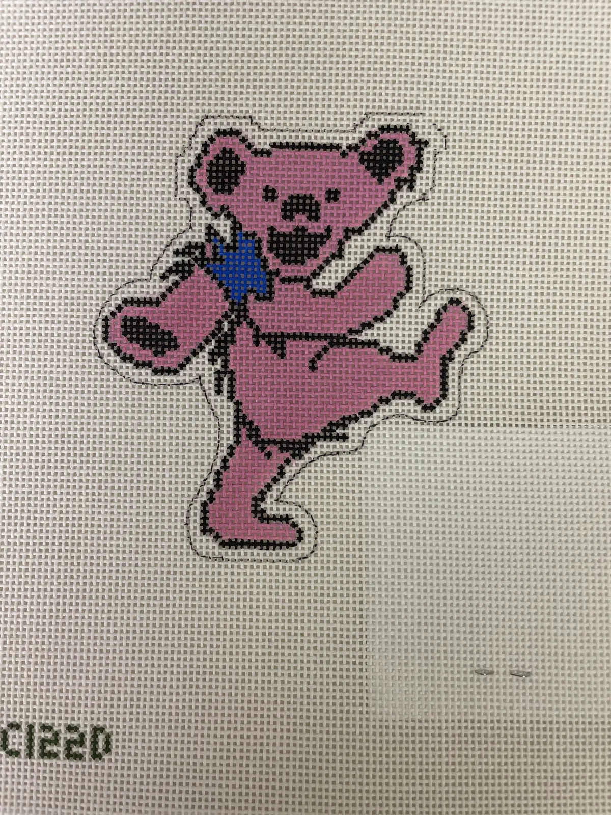 *Elm Tree Needlepoint Designs Xc122d Christmas Grateful Dead Bear-Pink 1