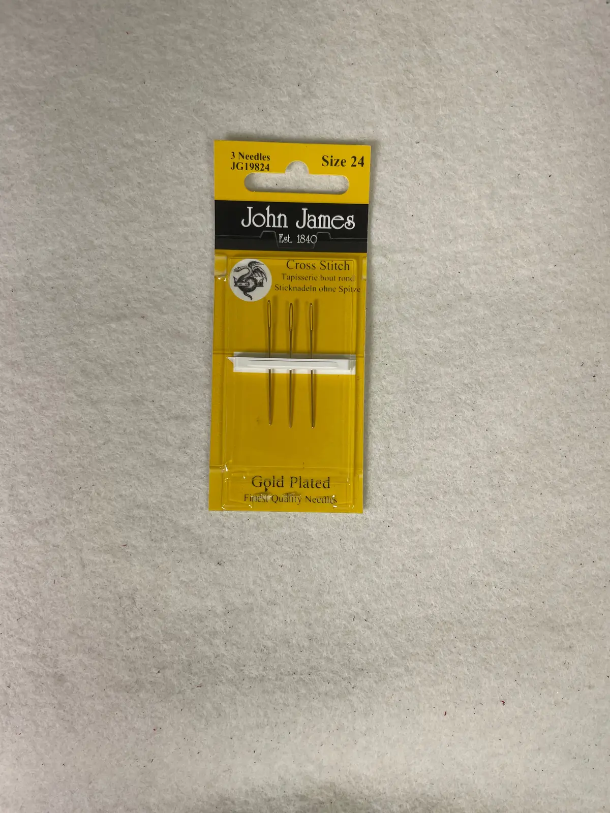 * John James Cross Stitch Gold Plated Needles- Size 24 1
