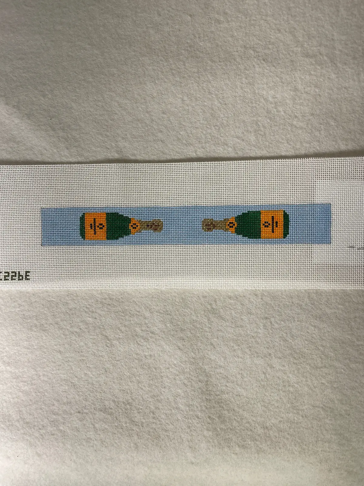 *Elm Tree Needlepoint Designs Kc226e Champagne Bottle Key Chain- Blue Loop 1