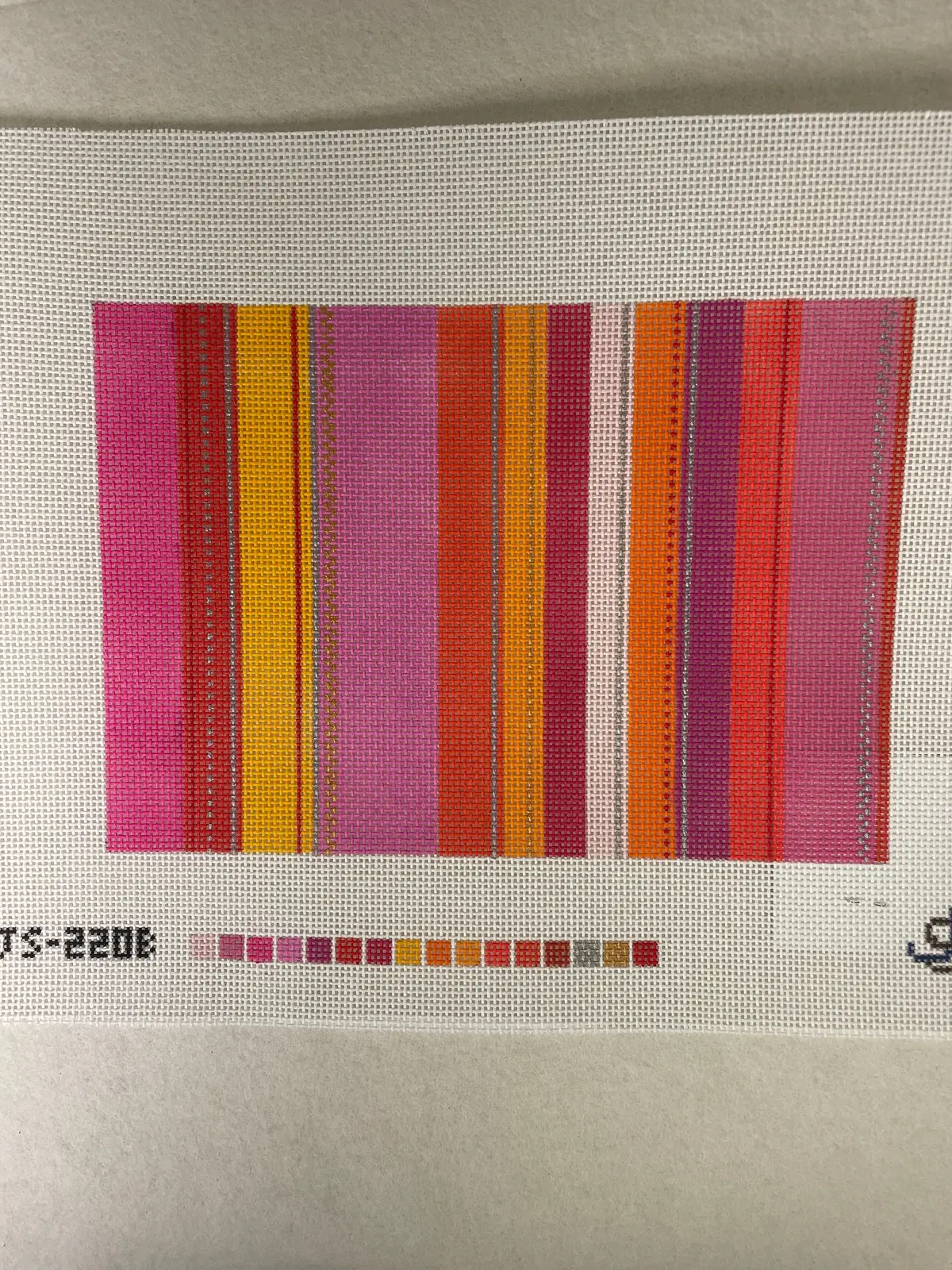 * Jeni Sandberg Js220b Tufted Stripe Clutch Canvas-Pink And Orange 13M 1