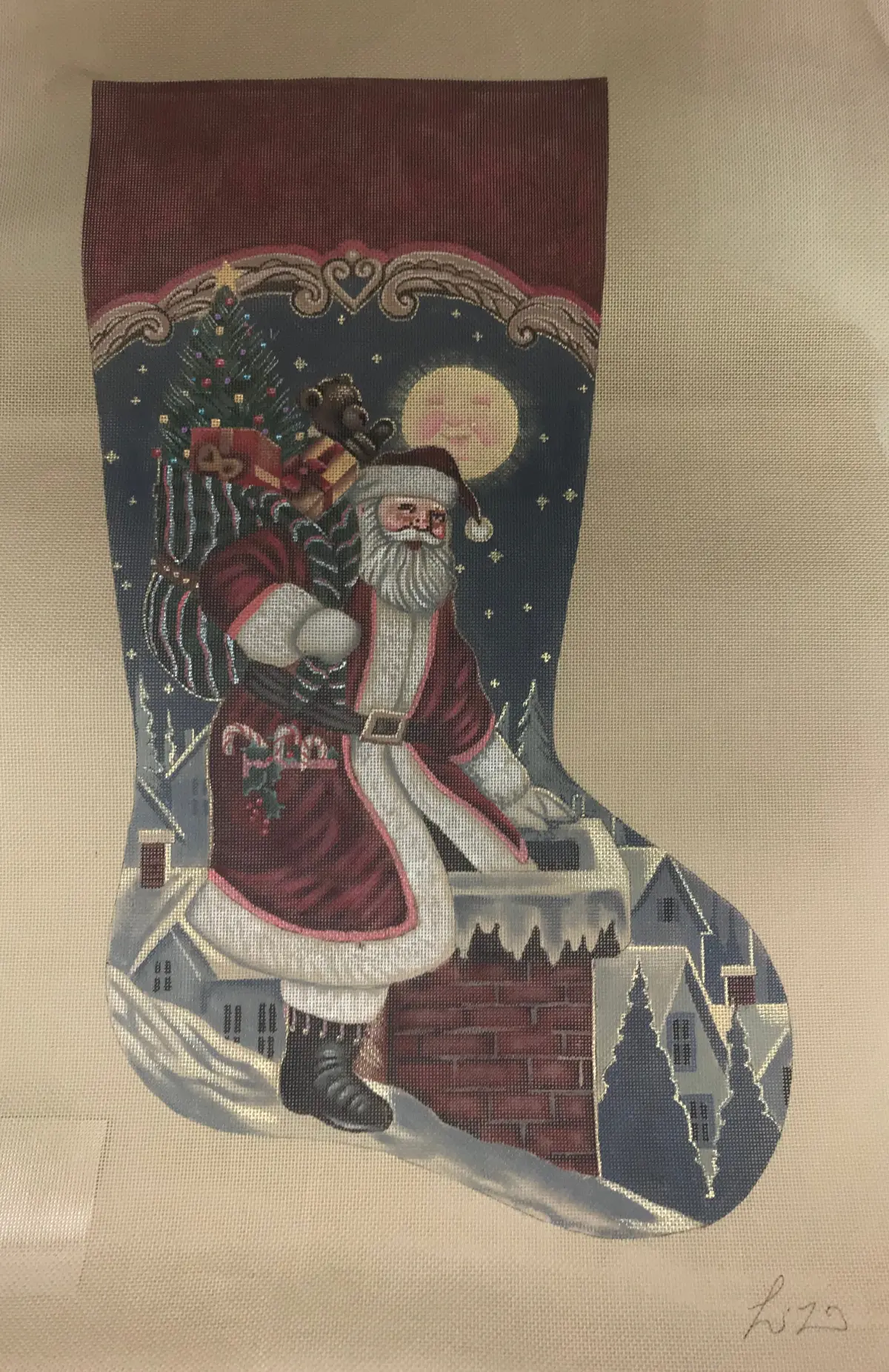 * Susan Roberts Needlepoint Designs Santa Sneaks In 1