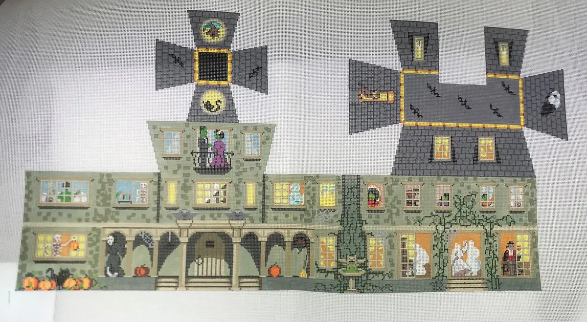 * Susan Roberts Needlepoint Design 296 Mh1295 Halloween House 1