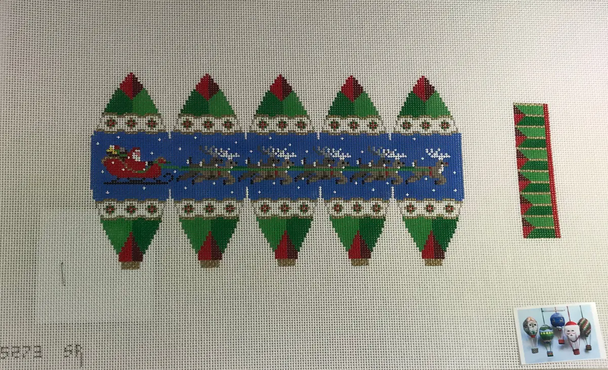 Susan Roberts Needlepoint Designs 5273 Santa & Reindeer Hot Air Balloon 1