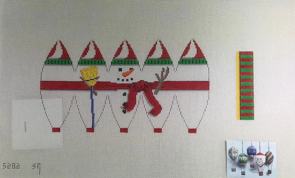 Susan Roberts Needlepoint Designs 5282 Snowman Hot Air Balloon 1