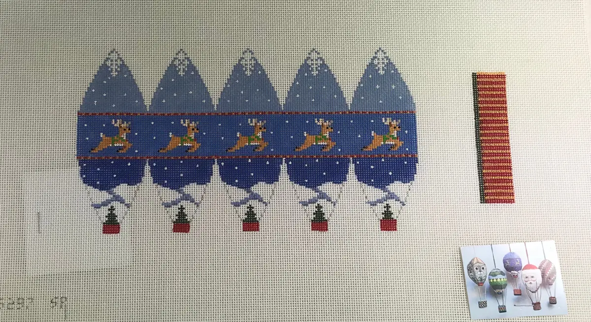 Susan Roberts Needlepoint Designs 5297 Reindeer Hot Air Balloon 1